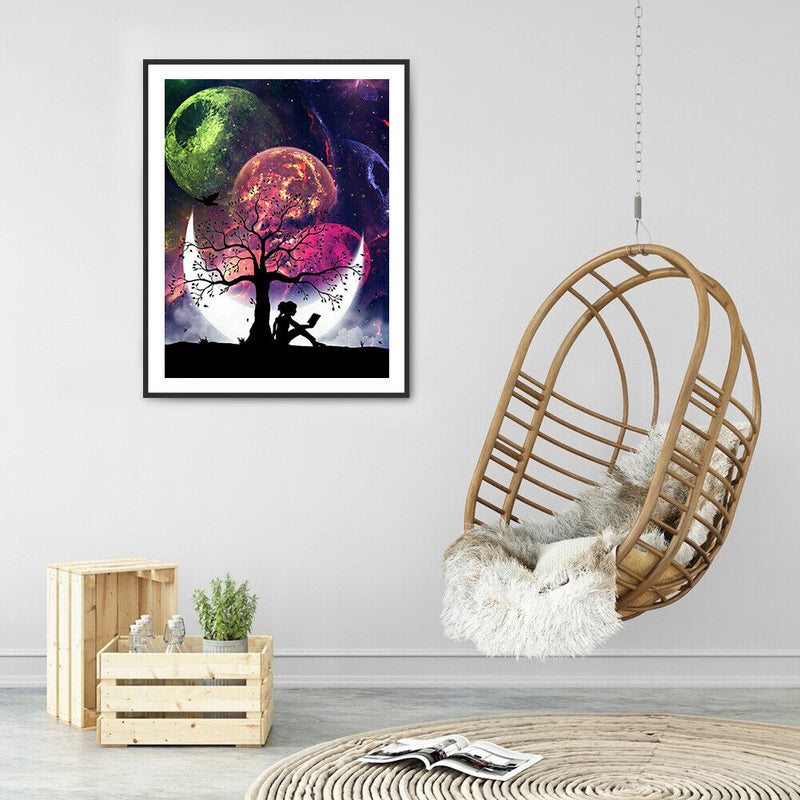 5D DIY Diamond Painting Girl Under Tree Full Square Drill Mosaic Home Decorat