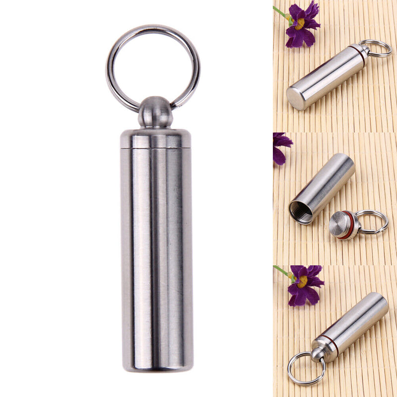 Waterproof Pills Container Survive Pills Box Outdoor Stainless Steel Container Al