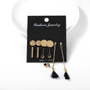 Statement Women Mixed Black Tassel Ear stud Alloy Long Dangle Drop Earring Sets