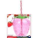 Strawberry Straw Cup - Leakproof Plastic Drinking Water Bottle Clear (2) Newly