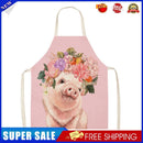 Pig Printed Women Kitchen Aprons Linen Oil-proof Apron (82x68cm)