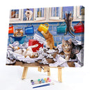 Painting By Numbers Kit DIY Naughty Cat Hand Painted Canvas Oil Art Picture