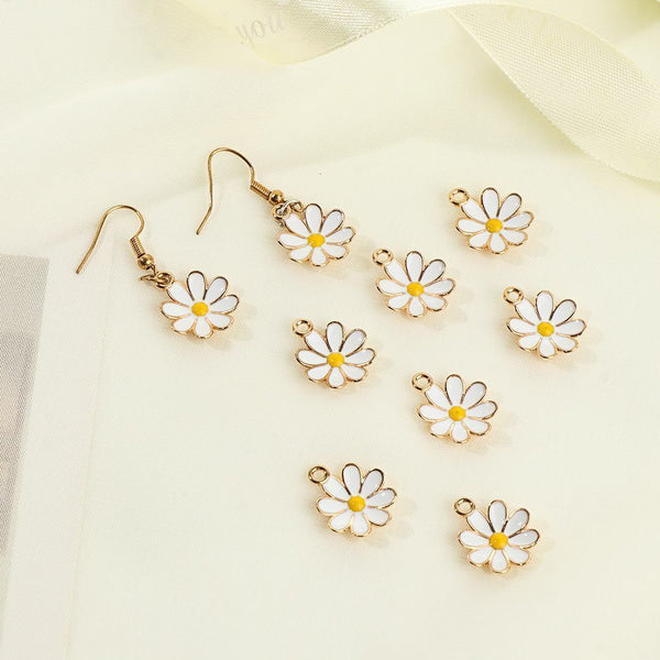 earring charms Enamel Flower Charm Daisy Flower Daisy Charm Flower Pendants