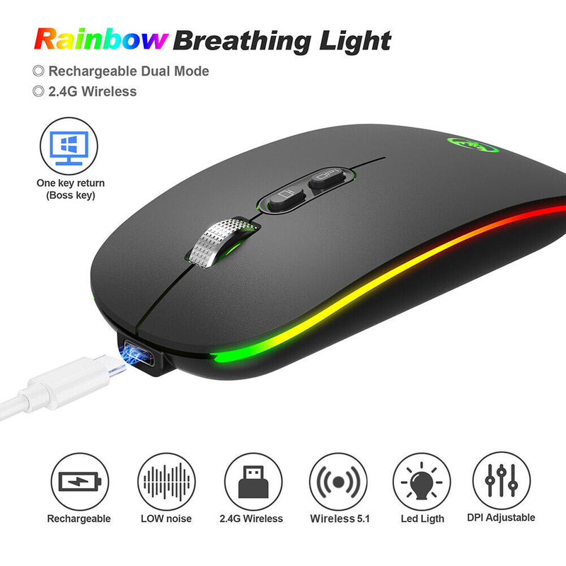 HXSJ M103FG 1600DPI Bluetooth-Compatible 5.1+2.4G Wireless Mouse Set (Dual)