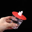 Clear Red Cherry Silicone Cup Cover Leakproof Reusable Cartoon Lid (Cat)