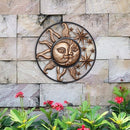 Metal Sun Moon Wall Hanging Sculpture Wrought Iron Ornament Art for Home Decor