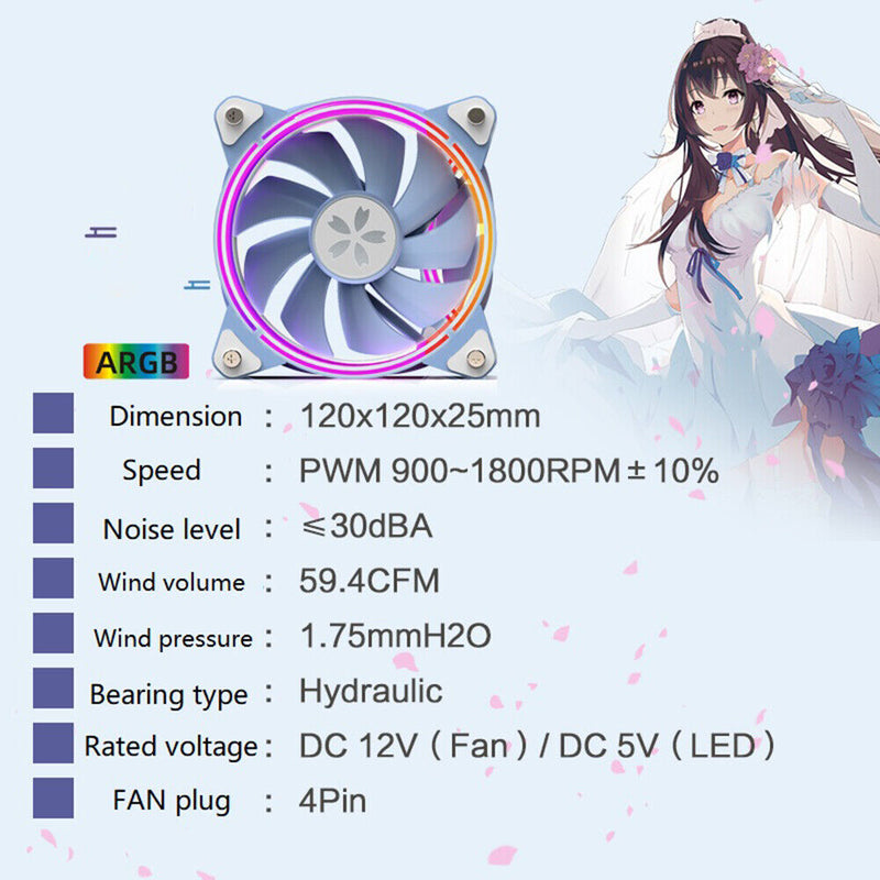 Yeston ZEAGINAL ARGB CPU Cooling Cooler Fan 4Pin PWM PC Case Heatsink Radiator
