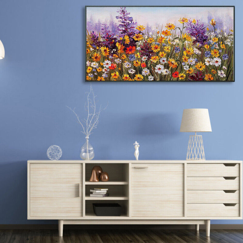 Canvas Painted Oil Paint By Numbers Flowers DIY Wall Art Modern Bedroom Decor