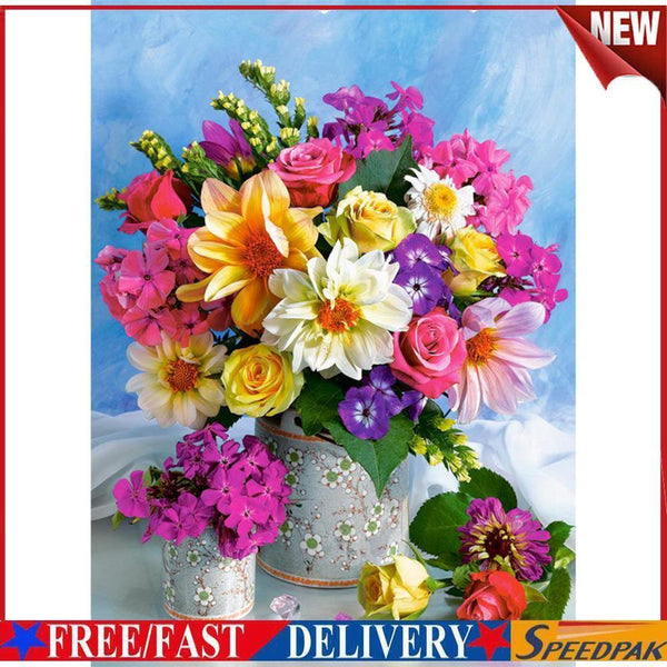 30x40cm Oil Painting By Number Colorful Flower Cluster DIY Drawing No Frame #F