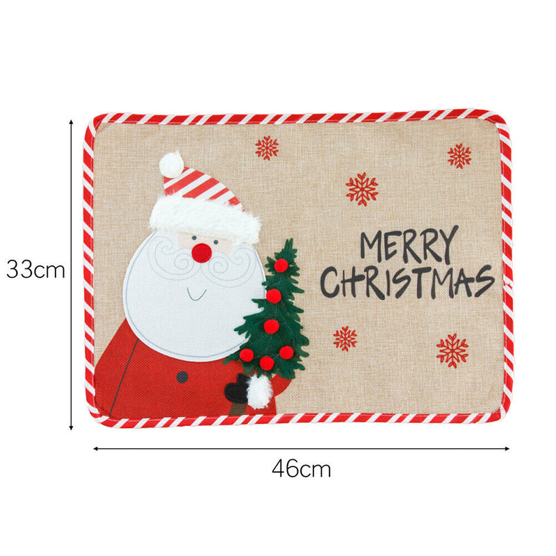 Christmas Placemat Tableware Cartoon Embroidery Pad Heat Insulation Meals Mats