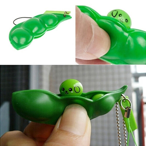 Extrusion Soybean Cute Squeeze Bean Key Chain Phone Charm Stress Relieve