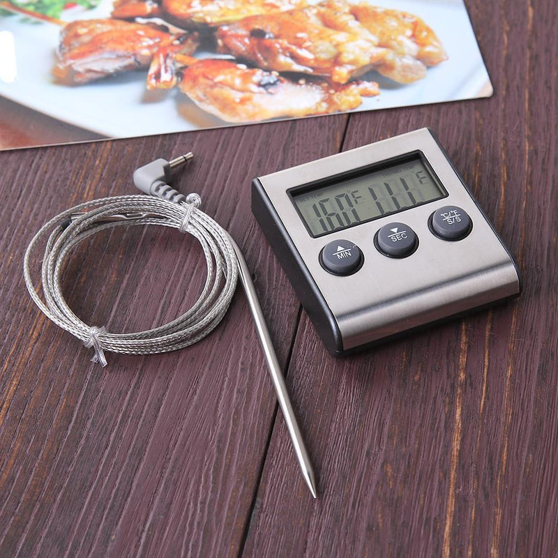 Digital Display Food Thermometer Probe Meat Timer Meter Cook Kitchen Tools