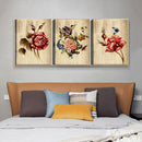 3 Panels Wood Grain Flowers Oil Paint By Numbers Kits DIY Hand Painted Wall A
