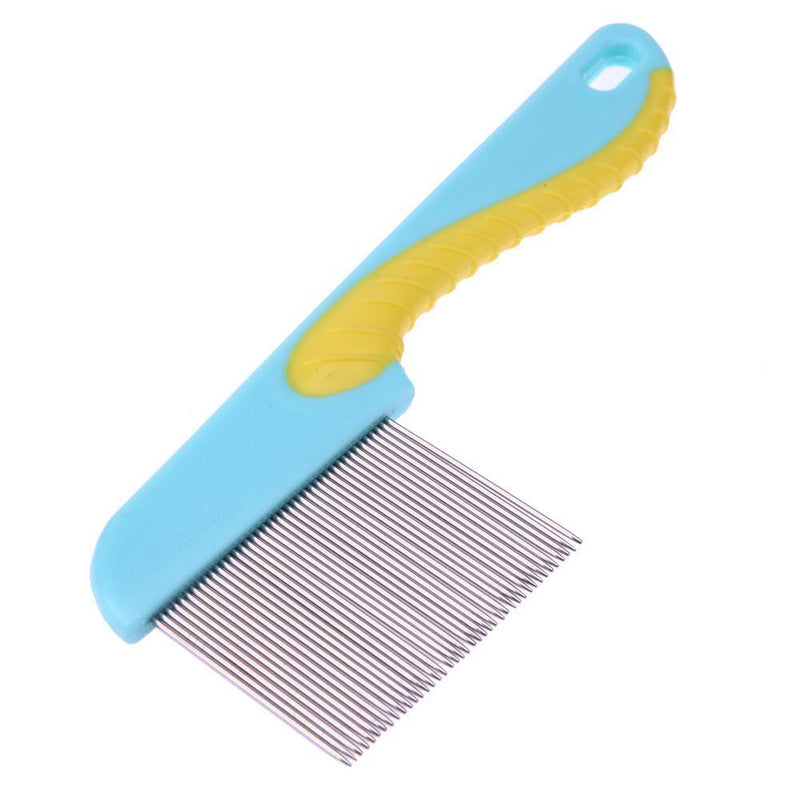 Stainless Steel Dog Dense Teeth Comb Pet Massage Grooming Silicone Handle