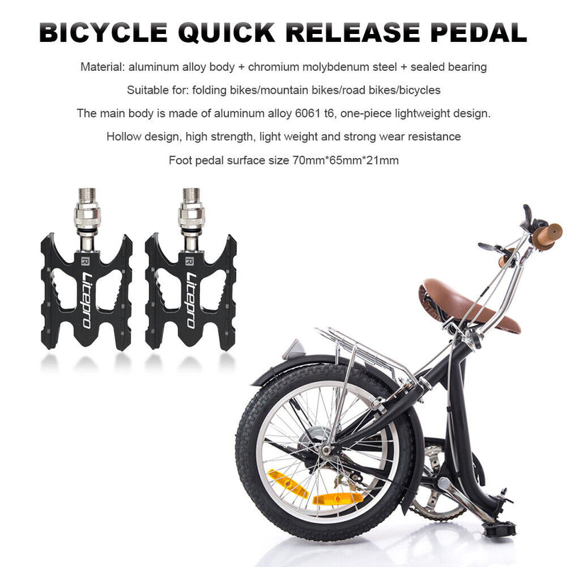 1 Pair Folding Bicycle Pedals MTB Mountain Bike Cycling Quick Release Foot Pedal