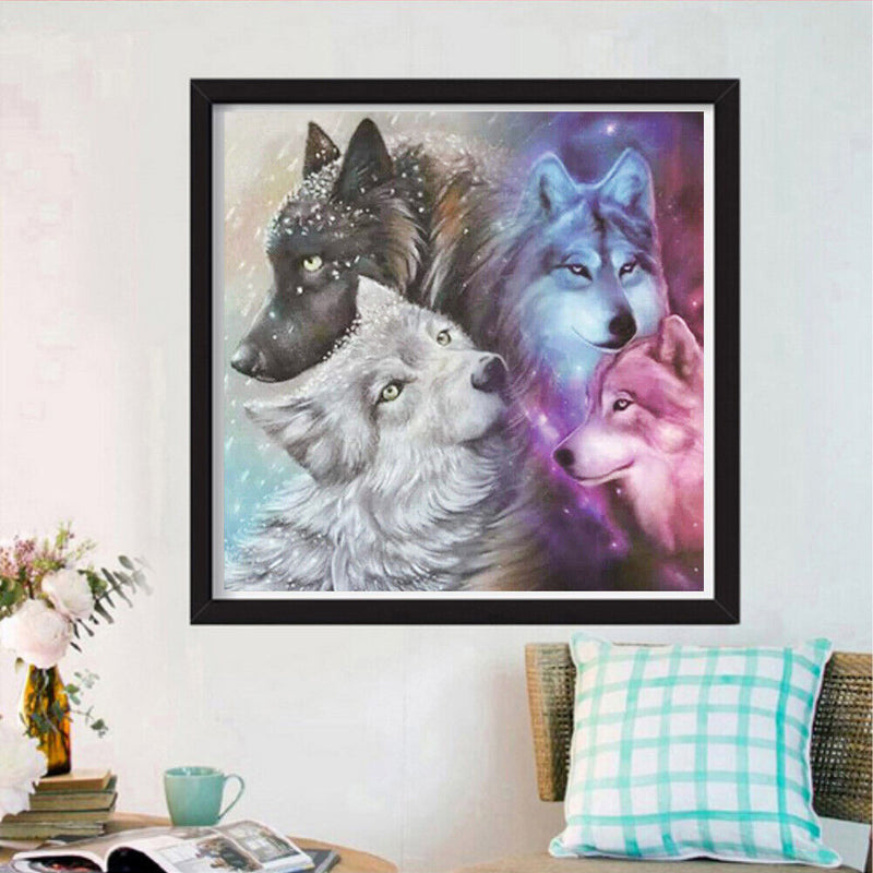 5D DIY Full Drill Diamond Painting Wolves Embroidery Craft Kit Living Room Decor