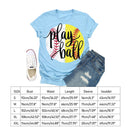 Baseball Print Play Ball Tea T-Shirt (Light Blue S)