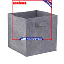 Storage Basket Bins - Foldable Storage Boxes with Handles - Rectangular (Grey)