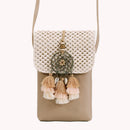 Straw Mobile Phone Bag Woven Tassel Girl Satchel Crossbody Bag Card Purse