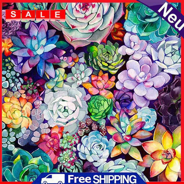 Diamond Embroidery Succulent Plant Mosaic Round Drill Diamond Painting Bead Art