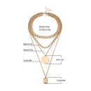 Geometric Metal Pendant Necklace Multi Layer Women Statement Clavicle Chain G