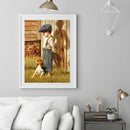 Little Boy Dog Picture Rhinestones Full Round 5D DIY Diamond Painting Handwork