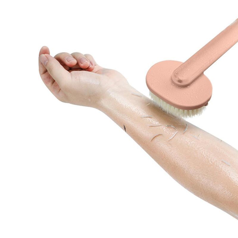 Long Handle Exfoliating Bath Skin Brush Body Scrub Shower Cleaning (Pink)