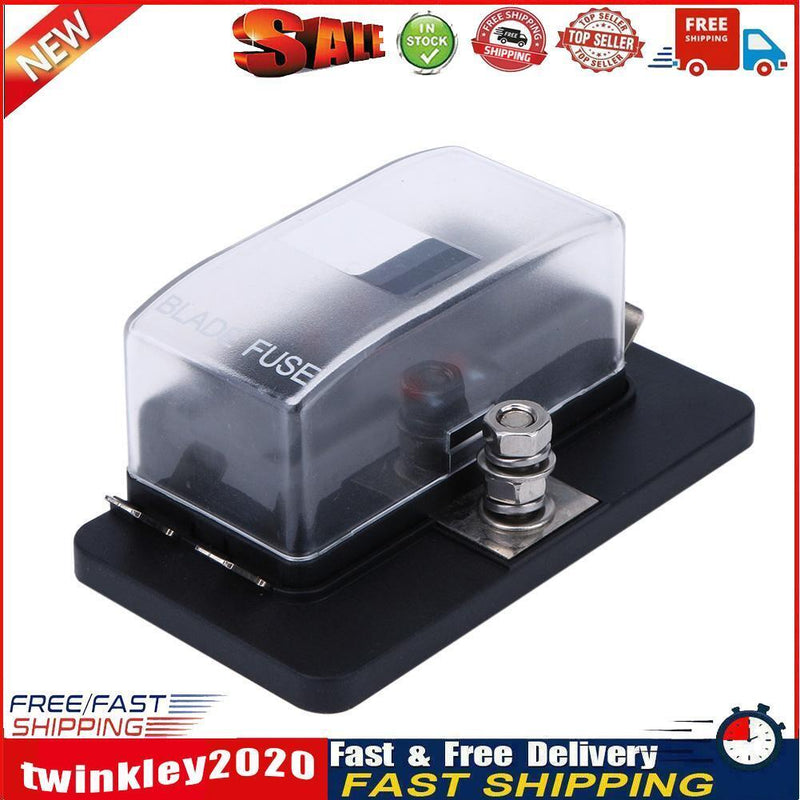 4 Way Fuse Block Blade Fuse Holder with LED Indicator + Cover for Car Boat Newly