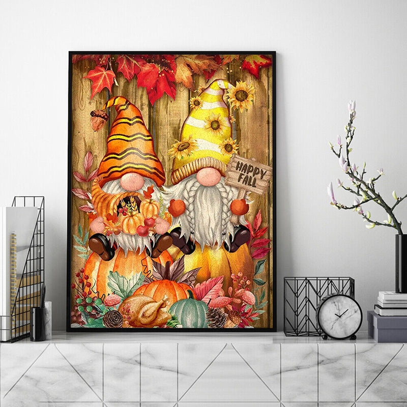 5D Rhinestone Pictures DIY Pumpkin Gnome Full Round Drill Diamond Painting Kit
