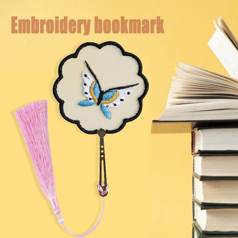 Flower Stamped Bookmark DIY Handmade Suzhou Embroidery Tassel Material Kit Craft