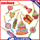 10pcs Cartoon Greeting Cards Pendants Diamond Painting Single Side Special Shape
