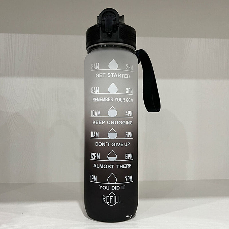 1L Sports Water Bottle with Marker Large Capacity Fitness Drink Cups (A) Newly