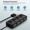4 Port High Speed USB 2.0 Hub Multi Power Adapter for Laptop Desktop Computer