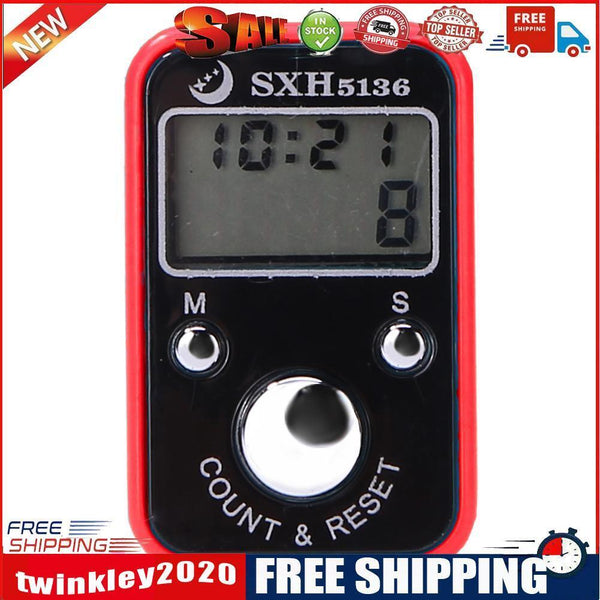 Mini Finger Counter LCD Electronic Tally Counter with Time Function (Red)