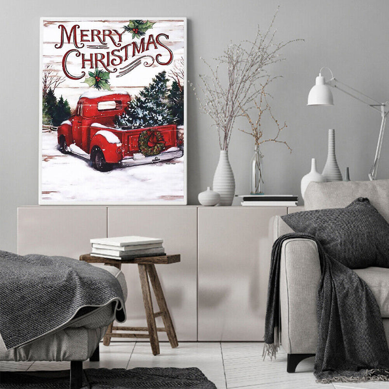 Christmas Car Drawing Frameless DIY Oil Paint by Numbers Canvas Home Decor