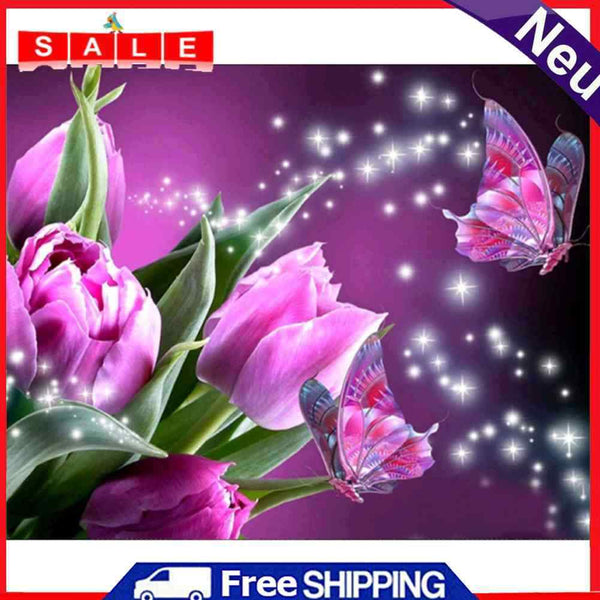 DIY Painting By Numbers Flowers Butterflies Acrylic Canvas Handpainted Wall Art