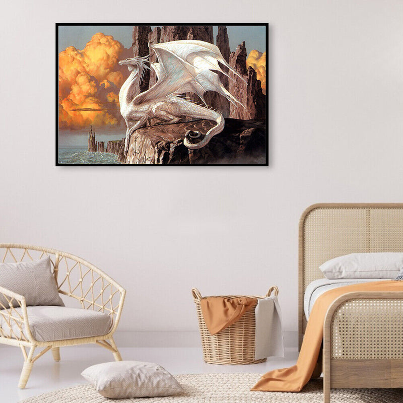 5D DIY Full Round Drill Diamond Painting Cartoon Dragon Home Wall Art Craft Gift