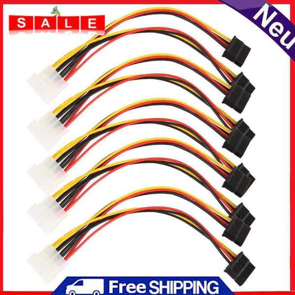 15.5cm 5pcs 4-Pin IDE Male, Dual SATA 15 Pin Y-Splitter Female HDD Power