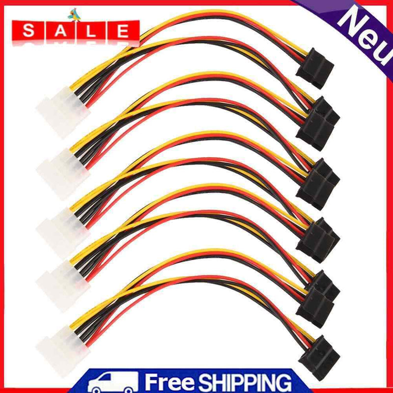 15.5cm 5pcs 4-Pin IDE Male, Dual SATA 15 Pin Y-Splitter Female HDD Power