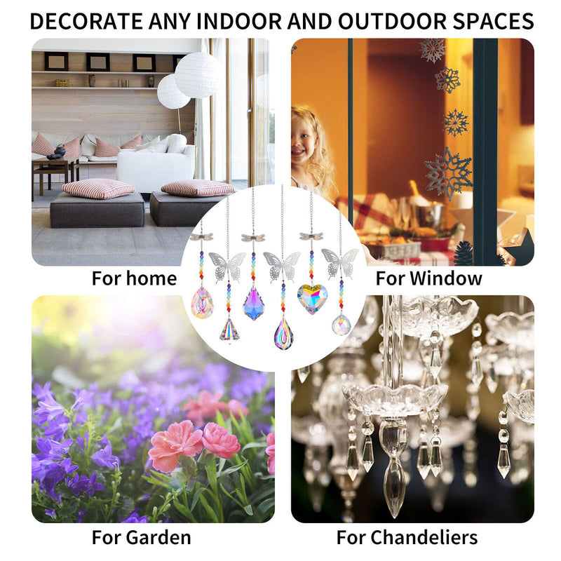 Crystal Ornament 6pcs Crystal Window Hanging Decoration - Dragonfly / Butterfly