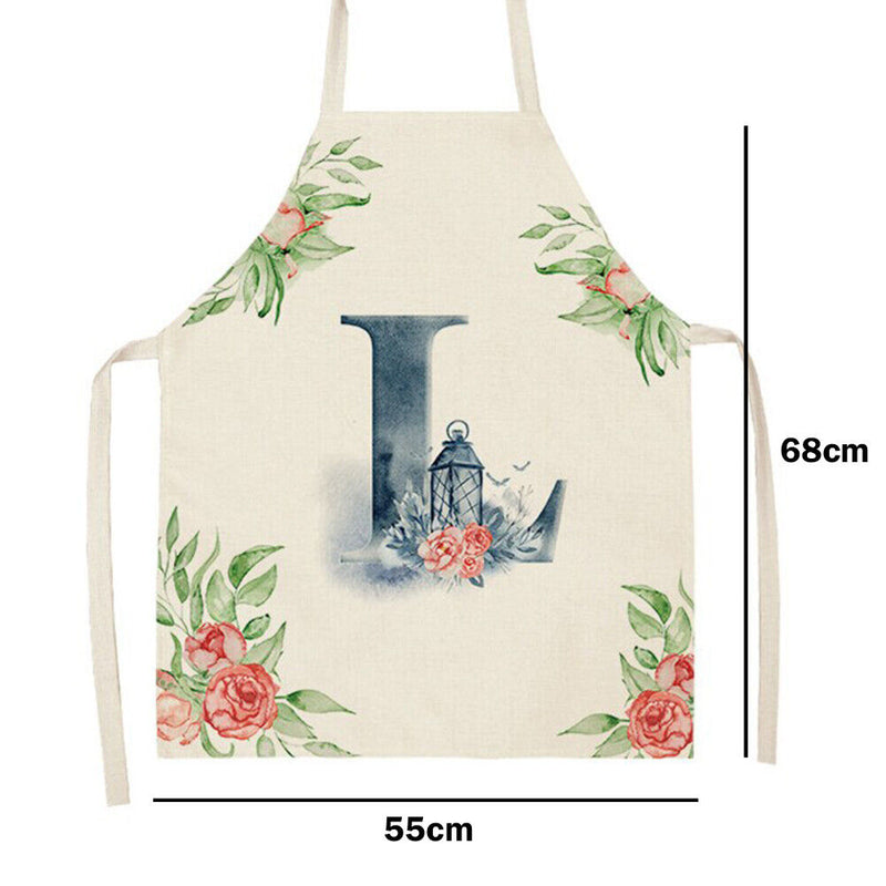 Art L Print Apron Linen Waterproof Cooking Bibs Kitchen Pinafore (68x55cm)