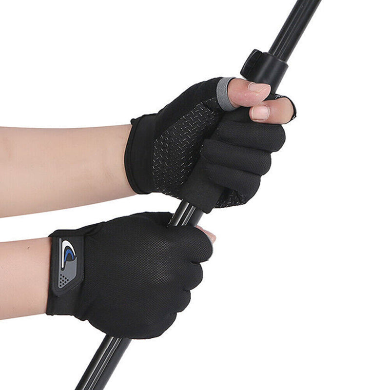 Fishing Gloves Anti-slip 2 Cut Finger Breathable Sports Cycling Mitten Univ