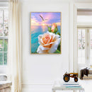 5D Drawing Picture Kit DIY Room Full Round Drill Flowers on Sea Diamond Pai