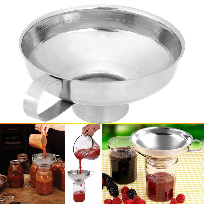 Stainless Steel Wide Mouth Canning Funnel Thick Salad Dressing Funnel(L)