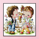 Partial Embroidery Lover Kiss Stamped DIY Cross Stitch Kits 14CT Needlework
