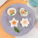 4pcs Cute Egg Boiler Cooker Plastic Egg Poacher Mold Set with Brush (Grey)