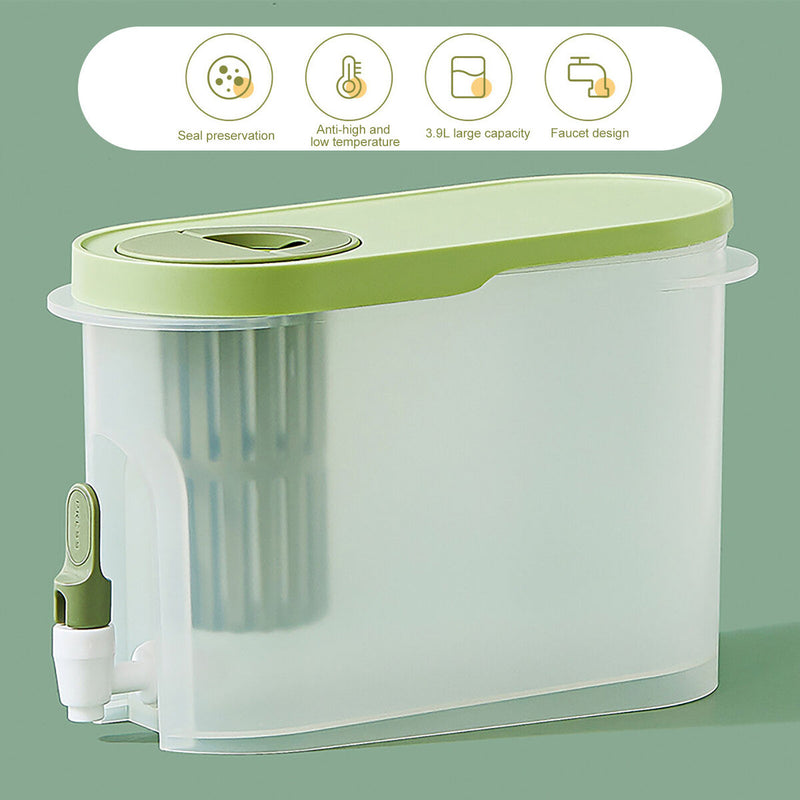Plastic Cold Kettle with Faucet Large Capacity Beverage Container (Green) Newly