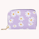 Fashion Women PU Daisy Flower Card Oaganizer Casual Ladies Wallet (Purple)