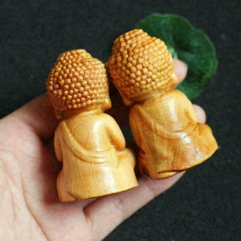 Mini Wooden Buddha Statue Statuette Handicrafts Ornaments Gift Craft Decor O0T4