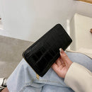 Ladies PU Leather Mini Purse Retro Alligator Pattern Phone Card Bag Long Wallet